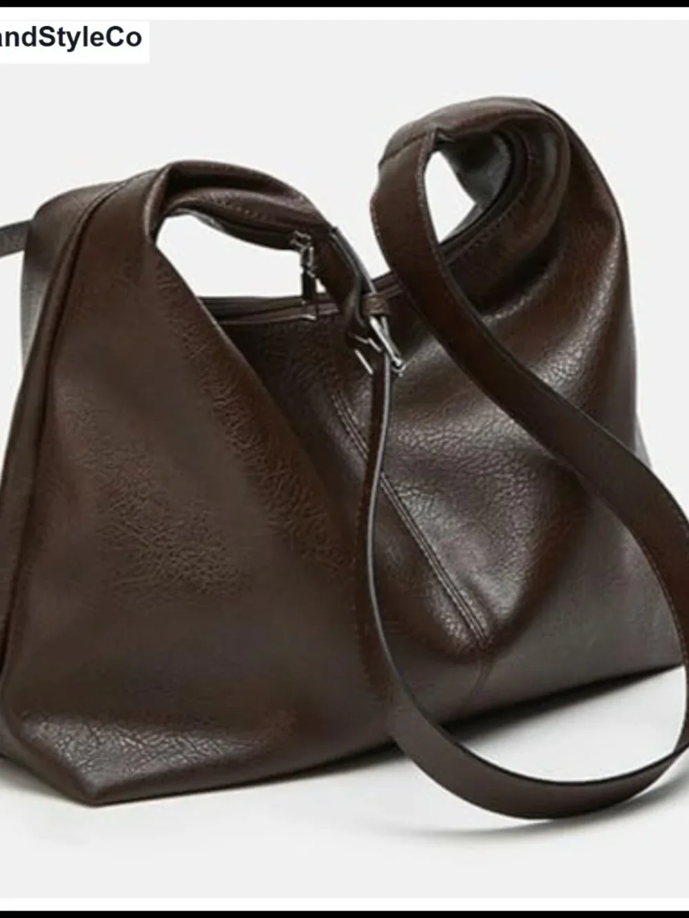 Retro Vegan Leather Slouchy Tote Bag Women Shoulder Crossbody Purse Satchel